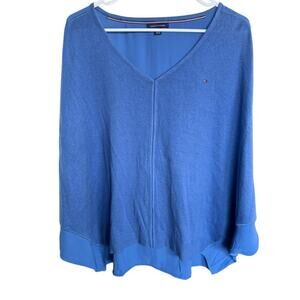 Tommy Hilfiger Top Plus Size Blue Relaxed Batwing 2XL XXL Comfortable Comfort
